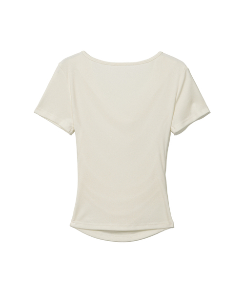 MOAA(モア)の「ショルダーリボンドレープシャーリングTシャツ(Tシャツ/カットソー・レディース・スカイブルー/ホワイト/ブラック・MEDIUM/SMALL)」の7枚目の写真