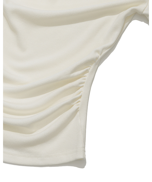 MOAA(モア)の「ショルダーリボンドレープシャーリングTシャツ(Tシャツ/カットソー・レディース・スカイブルー/ホワイト/ブラック・MEDIUM/SMALL)」の14枚目の写真