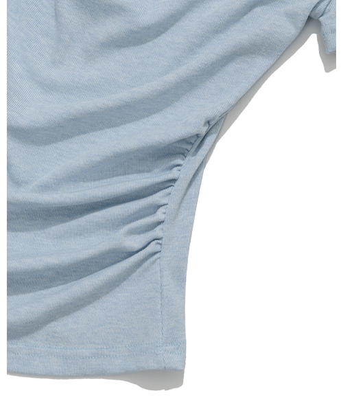 MOAA(モア)の「ショルダーリボンドレープシャーリングTシャツ(Tシャツ/カットソー・レディース・スカイブルー/ホワイト/ブラック・MEDIUM/SMALL)」の12枚目の写真