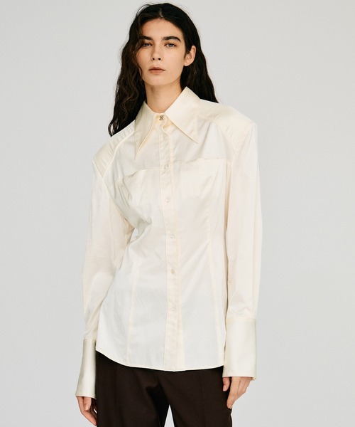PRANK PROJECT(プランクプロジェクト)の「【2026Autumn Pre-Order】ロングポイントカラーシャツ / Long Point Collar Shirt(シャツ/ブラウス・レディース・ブラウン/ホワイト・FREE)」の11枚目の写真
