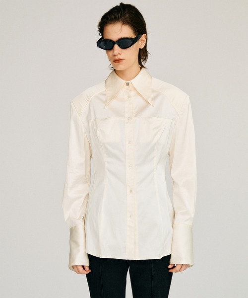 PRANK PROJECT(プランクプロジェクト)の「【2026Autumn Pre-Order】ロングポイントカラーシャツ / Long Point Collar Shirt(シャツ/ブラウス・レディース・ブラウン/ホワイト・FREE)」の13枚目の写真