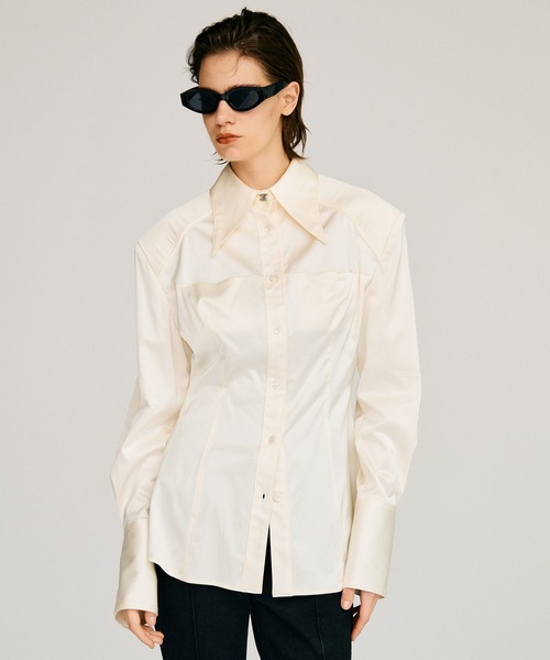 PRANK PROJECT(プランクプロジェクト)の「【2026Autumn Pre-Order】ロングポイントカラーシャツ / Long Point Collar Shirt(シャツ/ブラウス・レディース・ブラウン/ホワイト・FREE)」の12枚目の写真