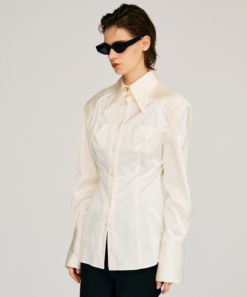 PRANK PROJECT(プランクプロジェクト)の「【2026Autumn Pre-Order】ロングポイントカラーシャツ / Long Point Collar Shirt(シャツ/ブラウス・レディース・ブラウン/ホワイト・FREE)」の14枚目の写真