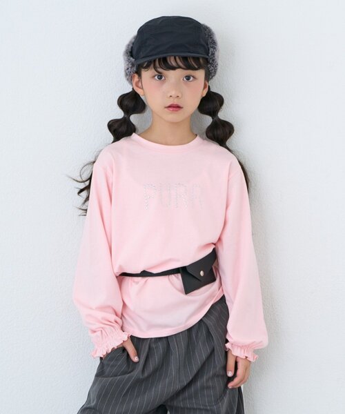 CIAOPANIC TYPY(チャオパニックティピー)の「【KIDS】ZO限星スタッズロゴサイドギャザーロンTEE(Tシャツ/カットソー・キッズ・ブラック/ピンク/ホワイト・150/130/110)」の22枚目の写真