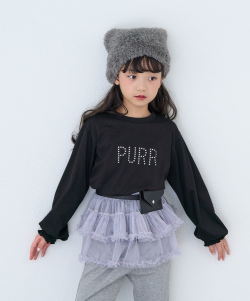 CIAOPANIC TYPY(チャオパニックティピー)の「【KIDS】ZO限星スタッズロゴサイドギャザーロンTEE(Tシャツ/カットソー・キッズ・ブラック/ピンク/ホワイト・150/130/110)」の3枚目の写真