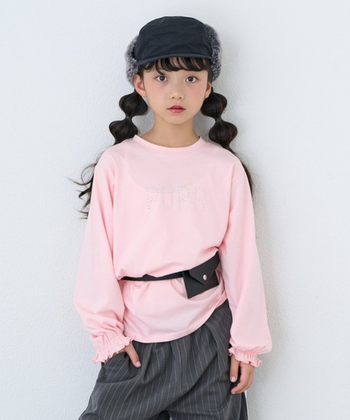 CIAOPANIC TYPY(チャオパニックティピー)の「【KIDS】ZO限星スタッズロゴサイドギャザーロンTEE(Tシャツ/カットソー・キッズ・ブラック/ピンク/ホワイト・150/130/110)」の12枚目の写真