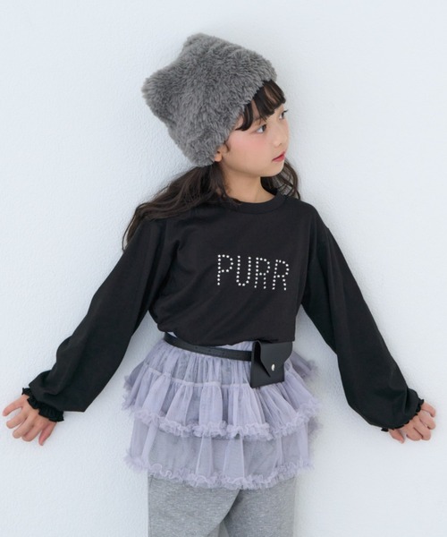 CIAOPANIC TYPY(チャオパニックティピー)の「【KIDS】ZO限星スタッズロゴサイドギャザーロンTEE(Tシャツ/カットソー・キッズ・ブラック/ピンク/ホワイト・150/130/110)」の13枚目の写真