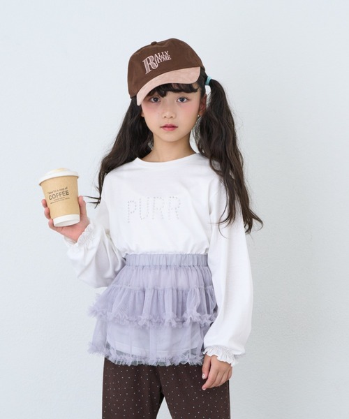 CIAOPANIC TYPY(チャオパニックティピー)の「【KIDS】ZO限星スタッズロゴサイドギャザーロンTEE(Tシャツ/カットソー・キッズ・ブラック/ピンク/ホワイト・150/130/110)」の14枚目の写真