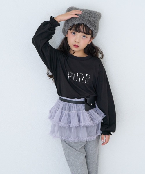 CIAOPANIC TYPY(チャオパニックティピー)の「【KIDS】ZO限星スタッズロゴサイドギャザーロンTEE(Tシャツ/カットソー・キッズ・ブラック/ピンク/ホワイト・150/130/110)」の15枚目の写真