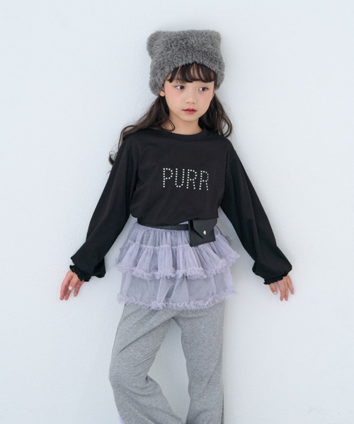 CIAOPANIC TYPY(チャオパニックティピー)の「【KIDS】ZO限星スタッズロゴサイドギャザーロンTEE(Tシャツ/カットソー・キッズ・ブラック/ピンク/ホワイト・150/130/110)」の16枚目の写真