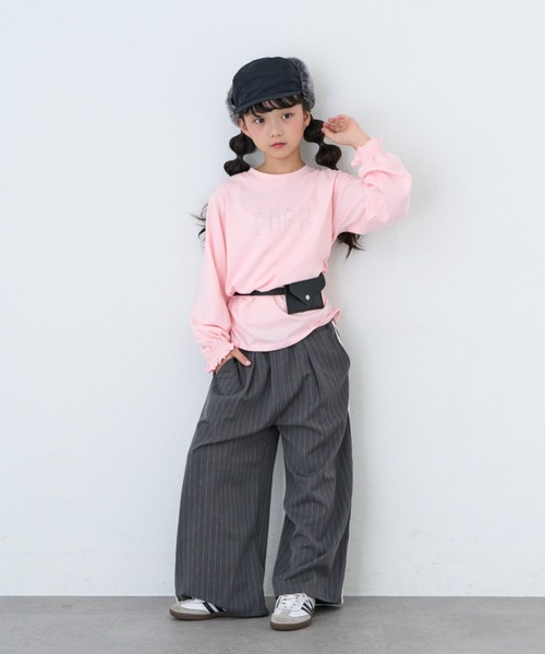 CIAOPANIC TYPY(チャオパニックティピー)の「【KIDS】ZO限星スタッズロゴサイドギャザーロンTEE(Tシャツ/カットソー・キッズ・ブラック/ピンク/ホワイト・150/130/110)」の18枚目の写真