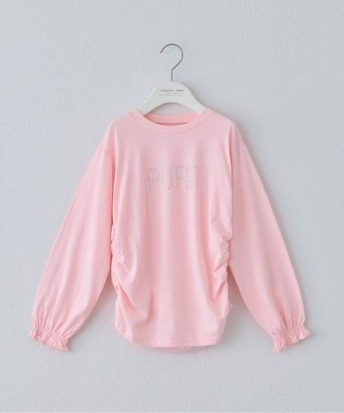 CIAOPANIC TYPY(チャオパニックティピー)の「【KIDS】ZO限星スタッズロゴサイドギャザーロンTEE(Tシャツ/カットソー・キッズ・ブラック/ピンク/ホワイト・150/130/110)」の10枚目の写真