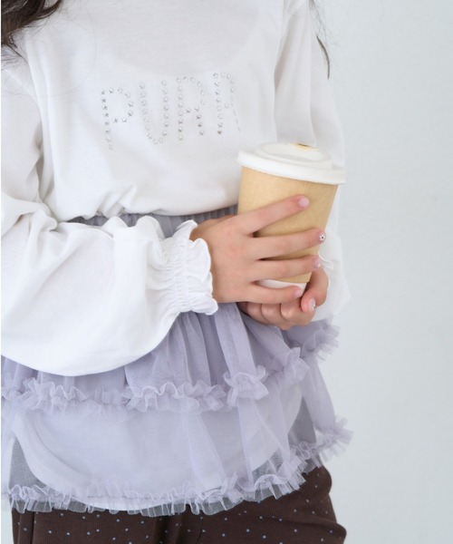 CIAOPANIC TYPY(チャオパニックティピー)の「【KIDS】ZO限星スタッズロゴサイドギャザーロンTEE(Tシャツ/カットソー・キッズ・ブラック/ピンク/ホワイト・150/130/110)」の20枚目の写真