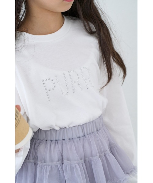 CIAOPANIC TYPY(チャオパニックティピー)の「【KIDS】ZO限星スタッズロゴサイドギャザーロンTEE(Tシャツ/カットソー・キッズ・ブラック/ピンク/ホワイト・150/130/110)」の11枚目の写真