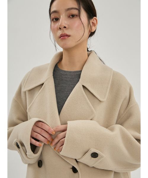 Mila Owen(ミラオーウェン)の「ビックカラーピーコート(ピーコート・レディース・ブルー/ブラウン/アイボリー/ダークネイビー・0/1)」の21枚目の写真