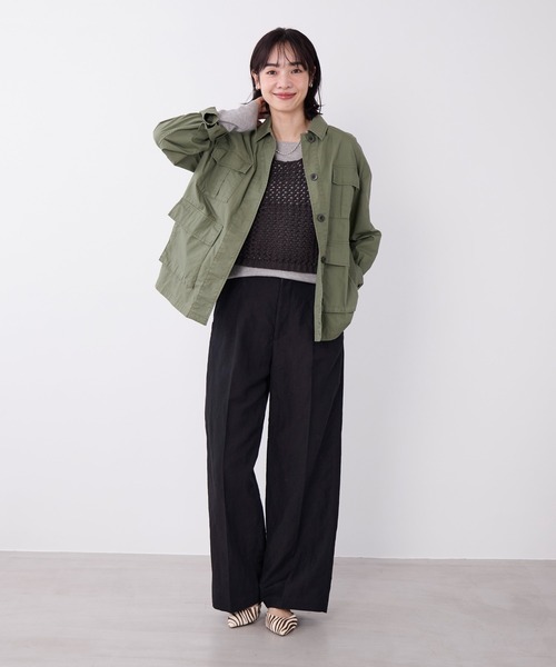 MICA&DEAL(マイカ&ディール)の「バイオウォッシュミリタリーシャツジャケット(ミリタリージャケット・レディース・ベージュ/カーキ・FREE)」の4枚目の写真