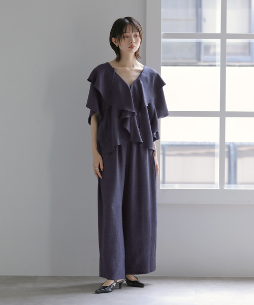 La TOTALITE(ラトータリテ)の「【洗える】タックワイドパンツ(その他パンツ・レディース・ブラック/レッド/チャコールグレー・FREE)」の4枚目の写真