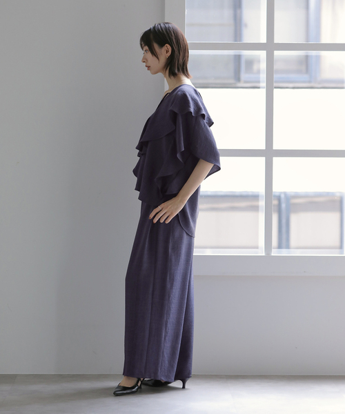 La TOTALITE(ラトータリテ)の「【洗える】タックワイドパンツ(その他パンツ・レディース・ブラック/レッド/チャコールグレー・FREE)」の5枚目の写真