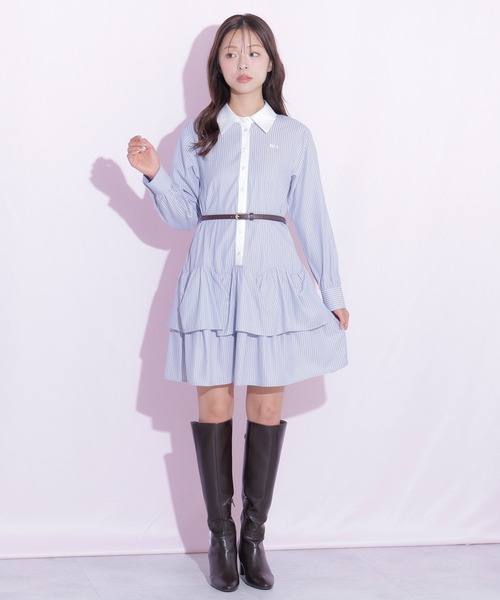 JILL by JILL STUART(ジルバイジルスチュアート)の「ベルト付きミニシャツワンピース(シャツワンピース・レディース・ブルー系その他/ネイビー/ピンク系その他・FREE)」の16枚目の写真