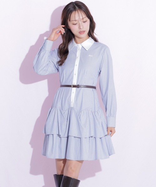 JILL by JILL STUART(ジルバイジルスチュアート)の「ベルト付きミニシャツワンピース(シャツワンピース・レディース・ブルー系その他/ネイビー/ピンク系その他・FREE)」の14枚目の写真