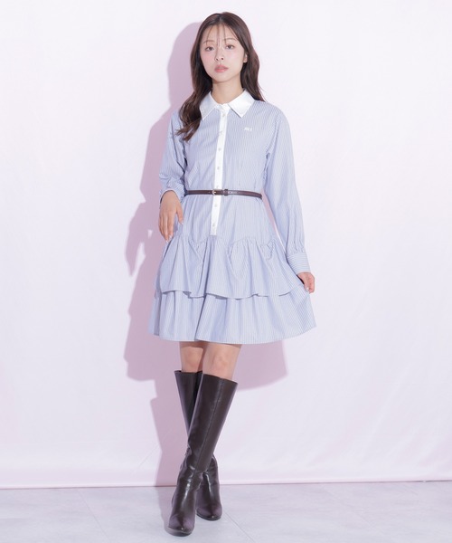 JILL by JILL STUART(ジルバイジルスチュアート)の「ベルト付きミニシャツワンピース(シャツワンピース・レディース・ブルー系その他/ネイビー/ピンク系その他・FREE)」の17枚目の写真