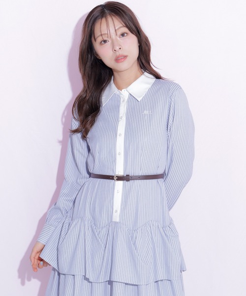 JILL by JILL STUART(ジルバイジルスチュアート)の「ベルト付きミニシャツワンピース(シャツワンピース・レディース・ブルー系その他/ネイビー/ピンク系その他・FREE)」の15枚目の写真