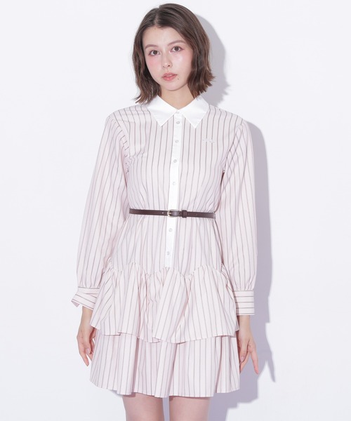 JILL by JILL STUART(ジルバイジルスチュアート)の「ベルト付きミニシャツワンピース(シャツワンピース・レディース・ブルー系その他/ネイビー/ピンク系その他・FREE)」の7枚目の写真