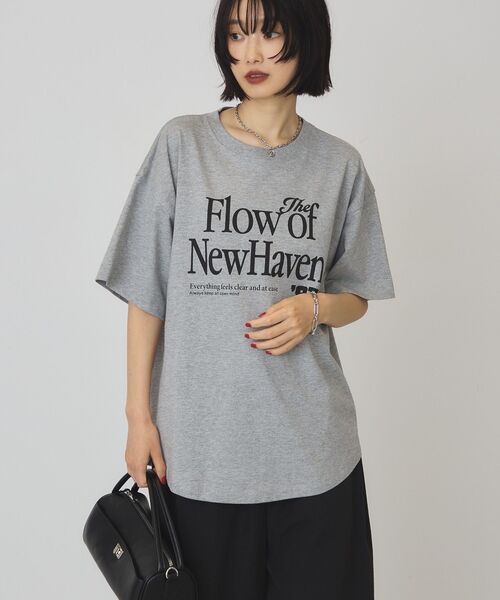 AMERICAN HOLIC(アメリカンホリック)の「アソートプリント裾ラウンドTシャツ(Tシャツ/カットソー・レディース・チャコールグレー/アイボリー/グレー系その他・FREE)」の21枚目の写真