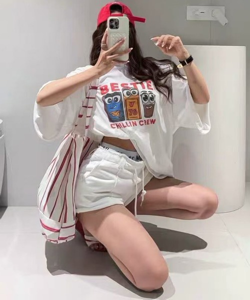 Girly Doll（ガーリードール）の「フェイクレイヤードスウェットショートパンツ（その他パンツ・レディース・ホワイト/ダークグレー/ブルー・FREE）」の4枚目の写真