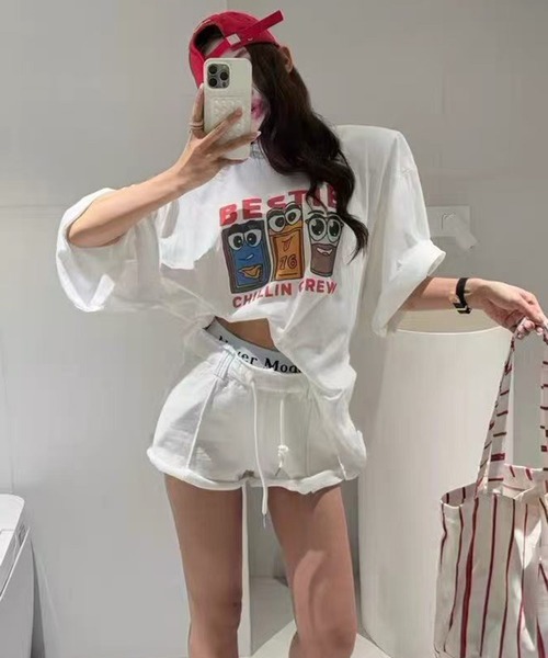 Girly Doll（ガーリードール）の「フェイクレイヤードスウェットショートパンツ（その他パンツ・レディース・ホワイト/ダークグレー/ブルー・FREE）」の6枚目の写真