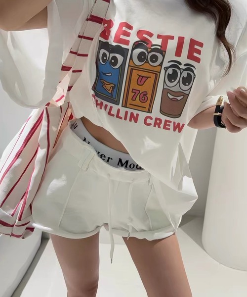 Girly Doll（ガーリードール）の「フェイクレイヤードスウェットショートパンツ（その他パンツ・レディース・ホワイト/ダークグレー/ブルー・FREE）」の7枚目の写真