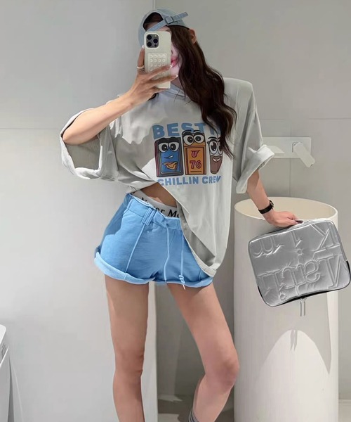 Girly Doll（ガーリードール）の「フェイクレイヤードスウェットショートパンツ（その他パンツ・レディース・ホワイト/ダークグレー/ブルー・FREE）」の9枚目の写真