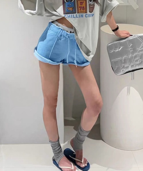 Girly Doll（ガーリードール）の「フェイクレイヤードスウェットショートパンツ（その他パンツ・レディース・ホワイト/ダークグレー/ブルー・FREE）」の11枚目の写真