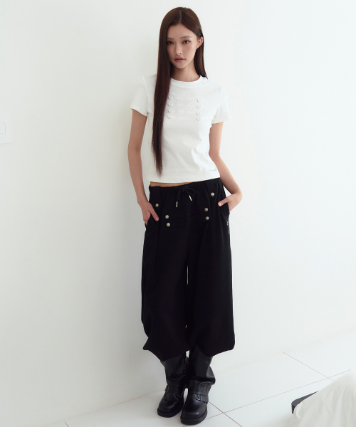 THE GREEN LAB（ザグリーンラボ）の「ナポレオンボタンポイント半袖[ホワイト]（Tシャツ/カットソー・レディース・その他・FREE）」の4枚目の写真