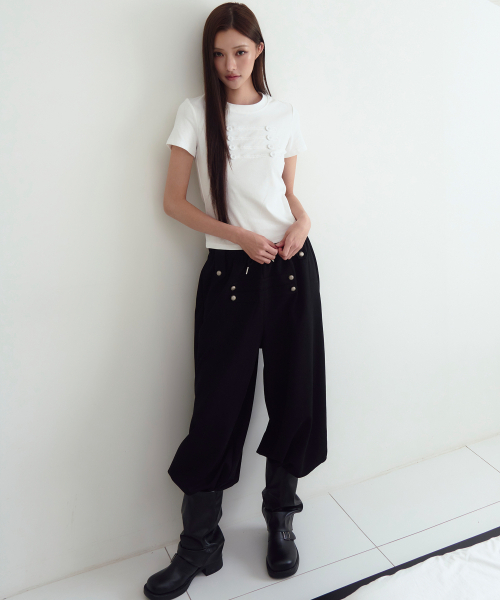 THE GREEN LAB（ザグリーンラボ）の「ナポレオンボタンポイント半袖[ホワイト]（Tシャツ/カットソー・レディース・その他・FREE）」の9枚目の写真