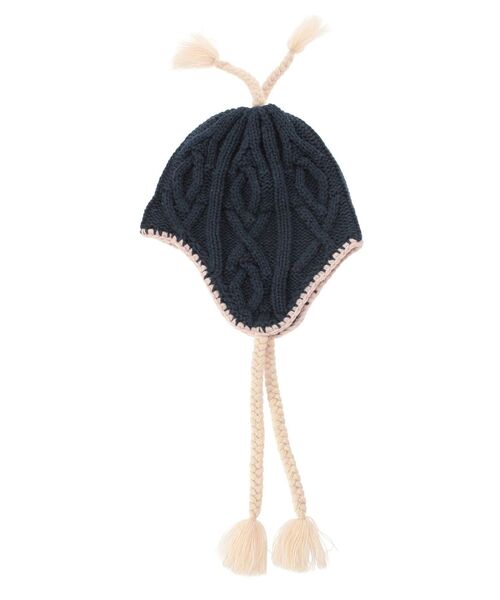 merry jenny(メリージェニー)の「pixie earflap hat(ニットキャップ/ビーニー・レディース・ブラック/ネイビー・FREE)」の15枚目の写真