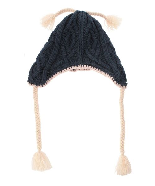 merry jenny(メリージェニー)の「pixie earflap hat(ニットキャップ/ビーニー・レディース・ブラック/ネイビー・FREE)」の17枚目の写真