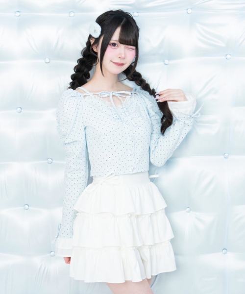 LAFARY(ラファリー)の「ドットカットトップス(Tシャツ/カットソー・レディース・ピンク/ブルー/ホワイト・FREE)」の18枚目の写真