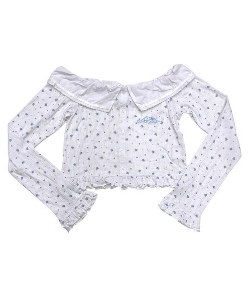 lilLilly(リルリリー)の「セーラーオフショルトップス(Tシャツ/カットソー・レディース・ホワイト/ブラック/ブルー・FREE)」の1枚目の写真