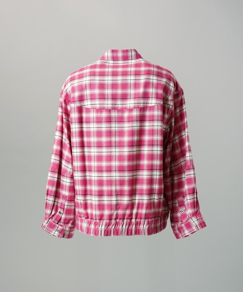 MAISON SPECIAL（メゾンスペシャル）の「《UNISEX》【Italian Dead Stock Fabric】Curve Switching Prime-Over Plaid Shirt Blouson/【イタリアンデッドストックファブリック】カーブスイッチングプライムオーバーチェックシャツブルゾン【MAISON SPECIAL/メゾンスペシャル】（シャツ/ブラウス・メンズ・ブラック/ライトグレー/レッド/その他1/ブルー/カーキ/ピンク・2/1/0）」の19枚目の写真