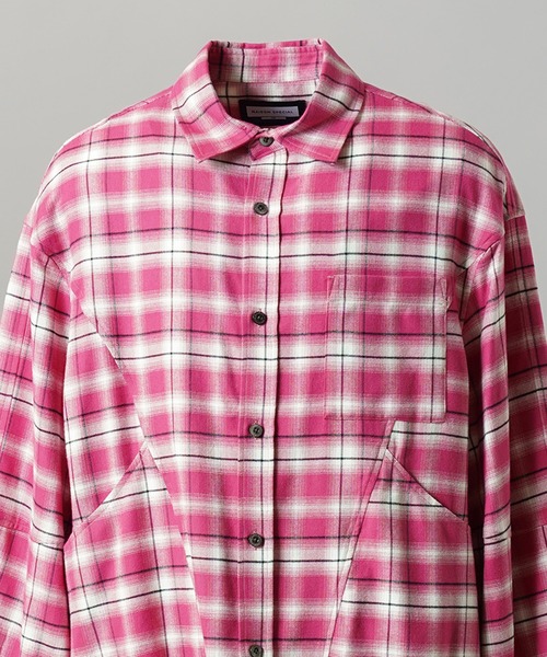 MAISON SPECIAL（メゾンスペシャル）の「《UNISEX》【Italian Dead Stock Fabric】Curve Switching Prime-Over Plaid Shirt Blouson/【イタリアンデッドストックファブリック】カーブスイッチングプライムオーバーチェックシャツブルゾン【MAISON SPECIAL/メゾンスペシャル】（シャツ/ブラウス・メンズ・ブラック/ライトグレー/レッド/その他1/ブルー/カーキ/ピンク・2/1/0）」の20枚目の写真