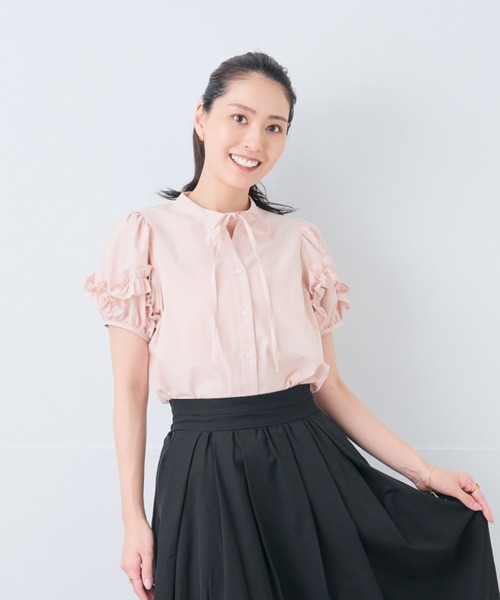 Neige(ネージュ)の「ホイップフリルボウタイブラウス(シャツ/ブラウス・レディース・ピンク/ブルー・ONE SIZE)」の2枚目の写真