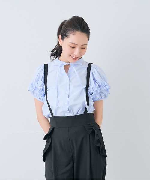 Neige(ネージュ)の「ホイップフリルボウタイブラウス(シャツ/ブラウス・レディース・ピンク/ブルー・ONE SIZE)」の7枚目の写真