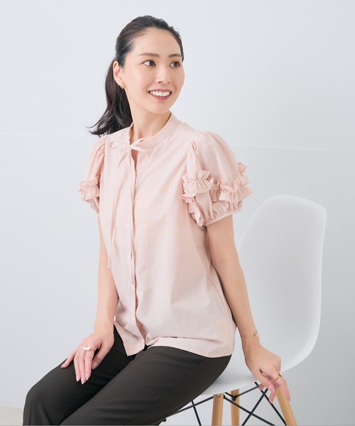 Neige(ネージュ)の「ホイップフリルボウタイブラウス(シャツ/ブラウス・レディース・ピンク/ブルー・ONE SIZE)」の16枚目の写真