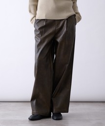 synthetic leather Tuck Wide Pants/合成皮革タックワイドパンツ