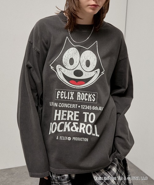 Alfred Alex(アルフレッドアレックス)の「<Exclusive> FELIX THE CAT Iconic Graphic L/S Tee / フィリックス・ザ・キャット 別注 ヴィンテージライク グラフィックロンT(Tシャツ/カットソー・メンズ・ブラック/ブラック系/ブラック系2・L/M)」の2枚目の写真