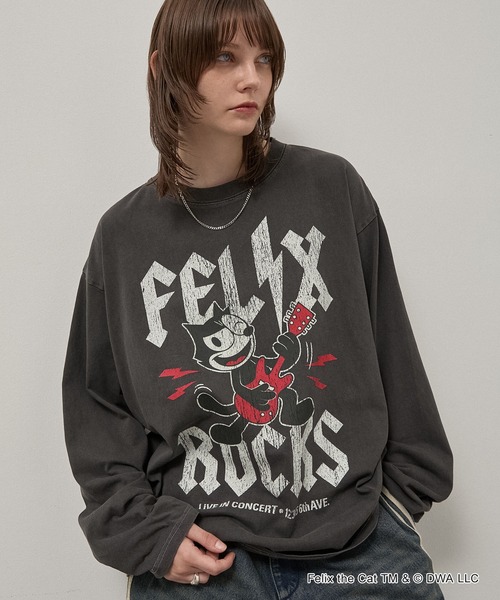 Alfred Alex(アルフレッドアレックス)の「<Exclusive> FELIX THE CAT Iconic Graphic L/S Tee / フィリックス・ザ・キャット 別注 ヴィンテージライク グラフィックロンT(Tシャツ/カットソー・メンズ・ブラック/ブラック系/ブラック系2・L/M)」の1枚目の写真