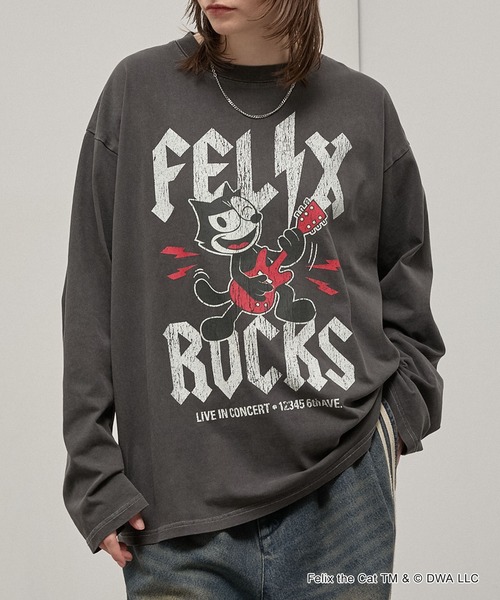 Alfred Alex(アルフレッドアレックス)の「<Exclusive> FELIX THE CAT Iconic Graphic L/S Tee / フィリックス・ザ・キャット 別注 ヴィンテージライク グラフィックロンT(Tシャツ/カットソー・メンズ・ブラック/ブラック系/ブラック系2・L/M)」の5枚目の写真