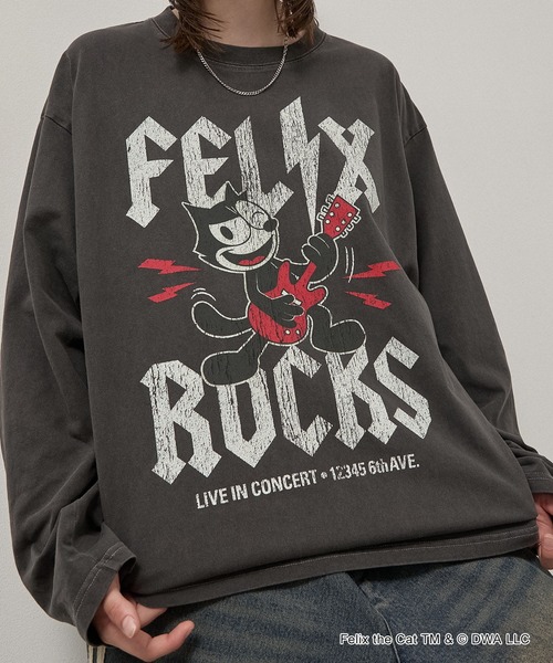Alfred Alex(アルフレッドアレックス)の「<Exclusive> FELIX THE CAT Iconic Graphic L/S Tee / フィリックス・ザ・キャット 別注 ヴィンテージライク グラフィックロンT(Tシャツ/カットソー・メンズ・ブラック/ブラック系/ブラック系2・L/M)」の7枚目の写真
