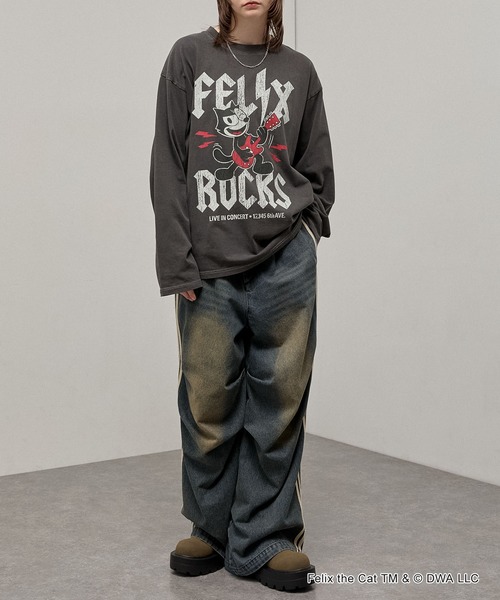 Alfred Alex(アルフレッドアレックス)の「<Exclusive> FELIX THE CAT Iconic Graphic L/S Tee / フィリックス・ザ・キャット 別注 ヴィンテージライク グラフィックロンT(Tシャツ/カットソー・メンズ・ブラック/ブラック系/ブラック系2・L/M)」の8枚目の写真